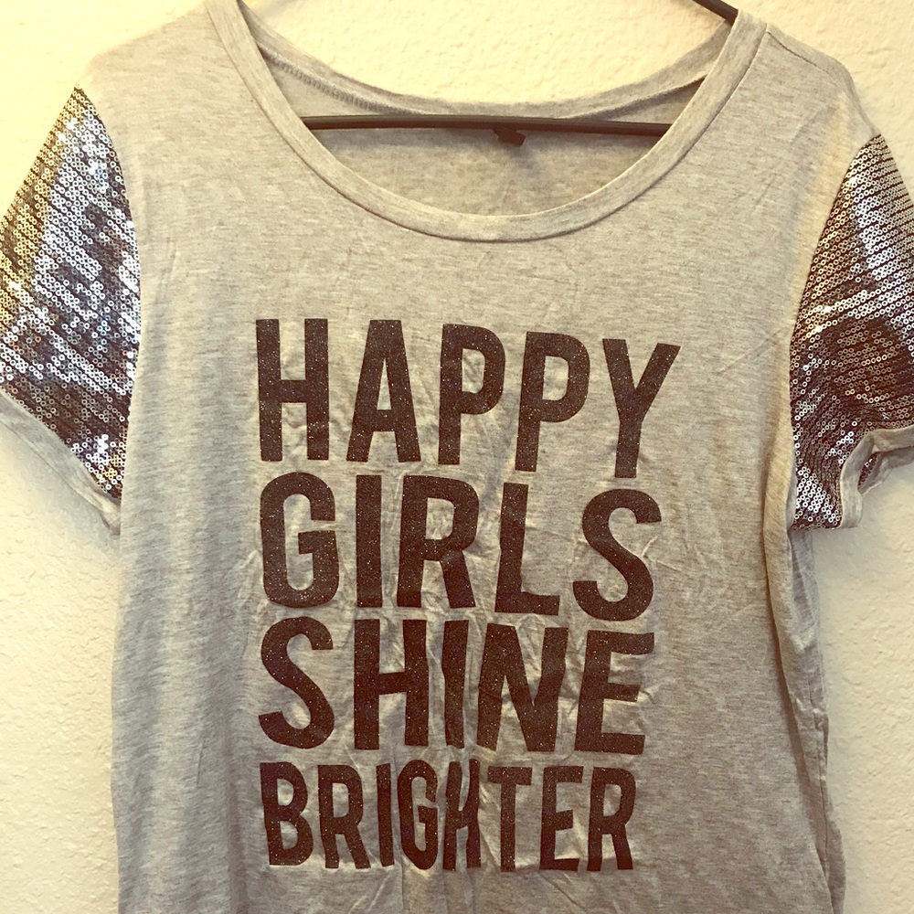 Happy Girls shine brighter glitter top
